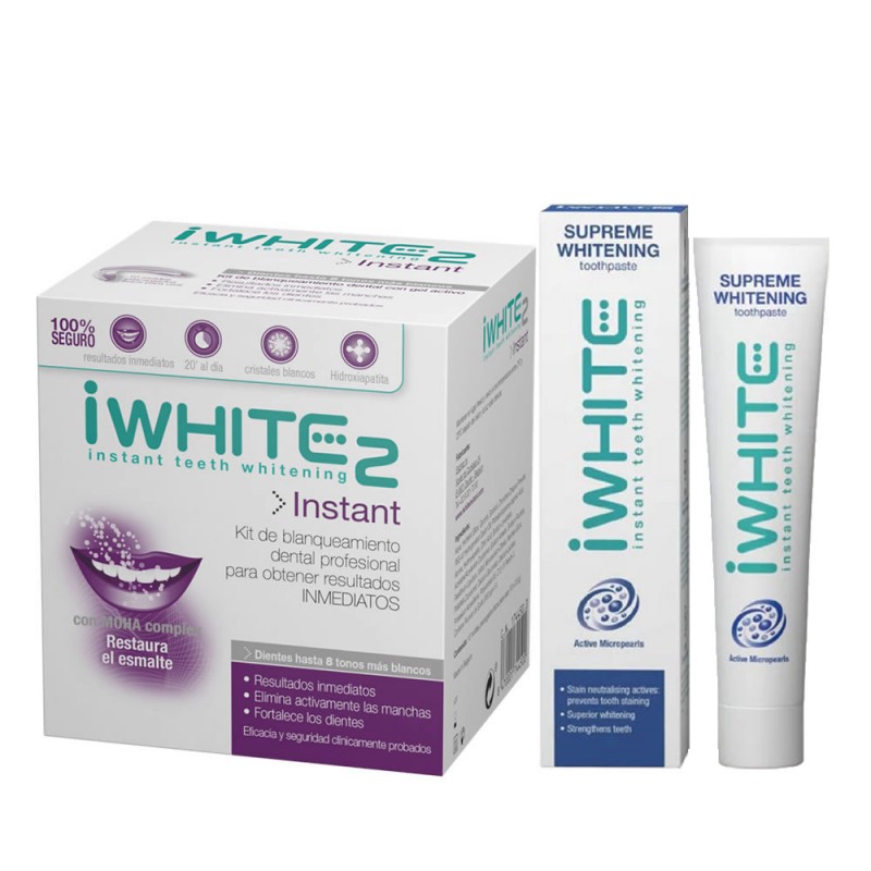 iwhite 2 kit blanqueamiento dental + pasta dental regalo